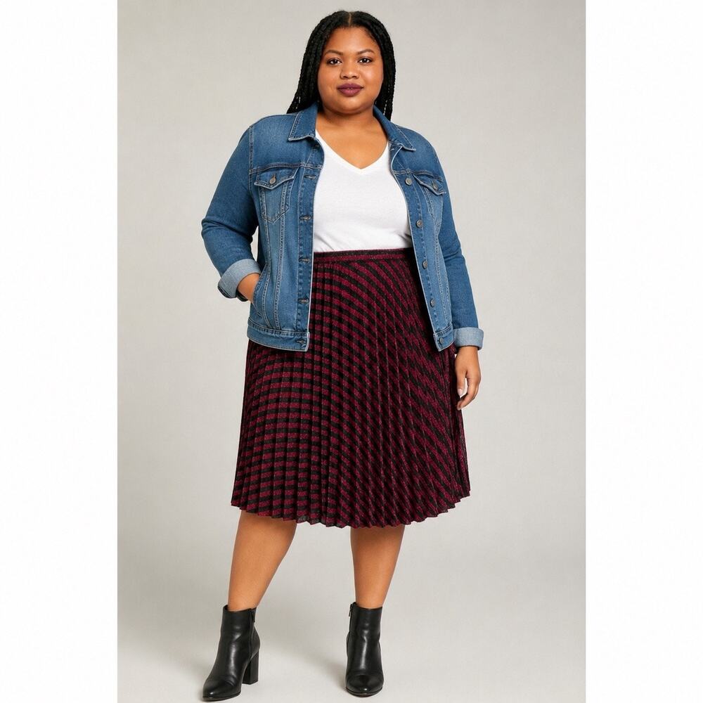 WHY‎ Dress Pleated Metallic Stripe Skirt | XL & XXL